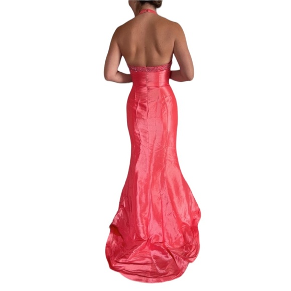 Jovani Halter Gown Coral - Picture 5 of 5